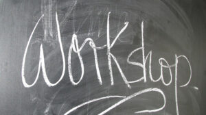 blackboard with word Workshop